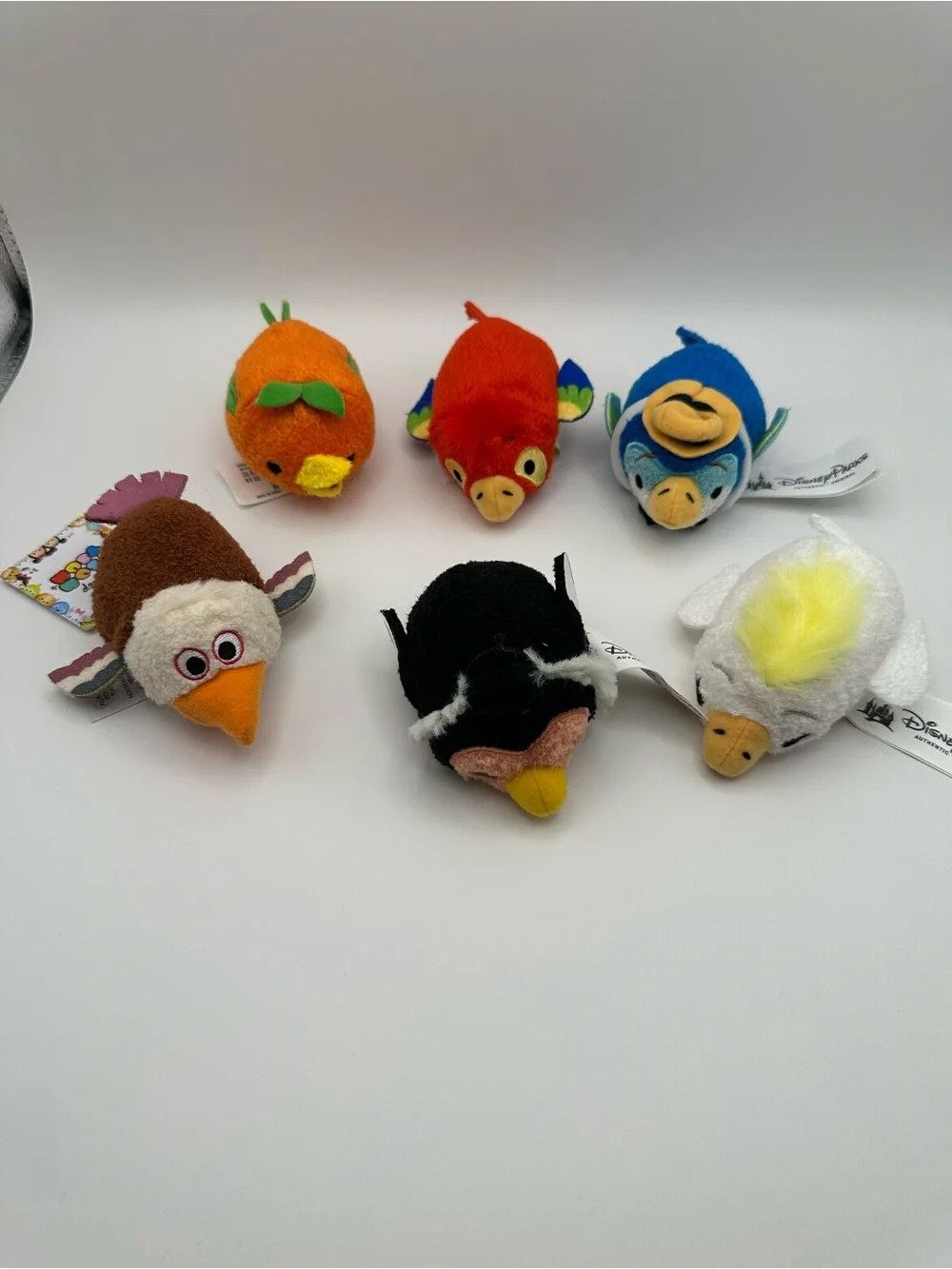 Disney Plush Bird Tsum Tsum Set - Orange, Red, Blue, Brown, Black, White